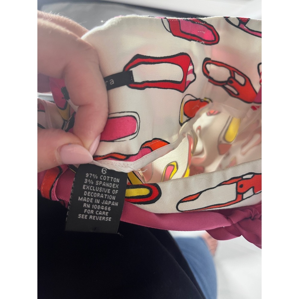 Sandra Vintage Y2K Twee Statement Shoe Print Skirt Sz 6 Pink Satin Bow Coquette - Picture 4 of 7